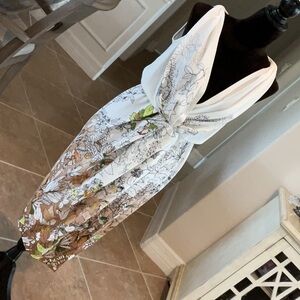 O’BLANC white/tan/green/black dress, size 6